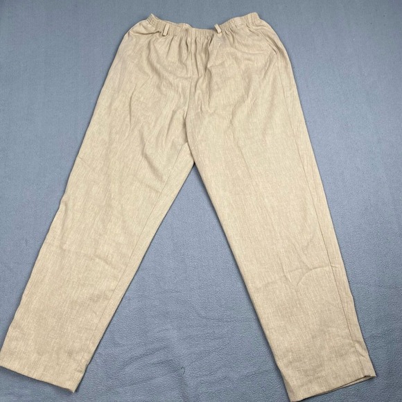 Alfred‎ Dunner Women's Size 18 Beige Linen Blend Pants Pull On Elastic Waist,USA - Picture 1 of 11